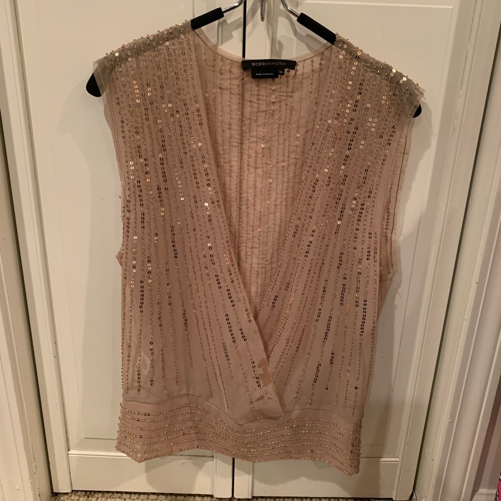 BCBG Sequined Gold Top XS